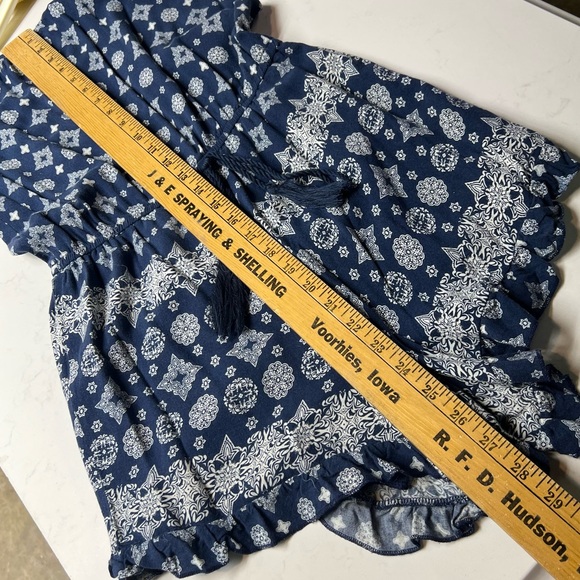 Rue 21 Three quarter Length Sleeve Boho - Blue & White Size Medium - Picture 5 of 16